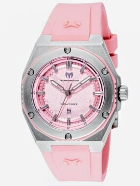 TechnoMarine Coral Legacy Womens Watch 36mm.Pink Silicone Sport Watch TM 416053